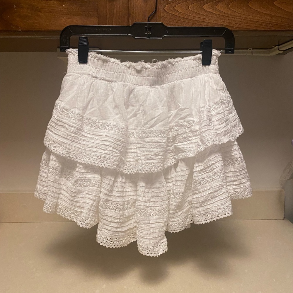 Aerie Textured Lace Ruffle Mini Skirt